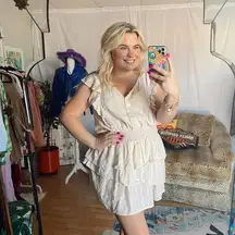 Love Sam Tiered Ruffle V-Neck Cap Sleeve Mini Dress Size Large