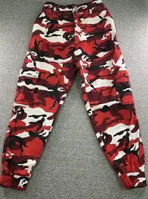 Almost Famous Joggers Womens Small Red Camo Cargo‎ Denim Street Wear Y2k