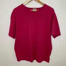 Woolrich Pink Short Sleeve Tee XL Womens Raspberry Casual Solid Basic Minimalist