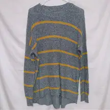 American Eagle Gray Striped Long Sleeve Knit Jegging Fit Hi Low Sweater size SM