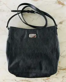 MICHAEL KORS Jet Set Travel Black Leather Large Messenger Crossbody Bag