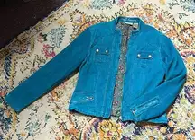 Women’s Medium Ruff Hewn teal corduroy moto jacket