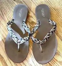 Sonoma Tan Braided Thong Flip Flops- Size 8/8.5M