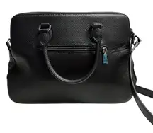 HESHE Women's Pebble Leather Shoulder Tote‎ Bag Black 12X4.5X10 Silver Hardware