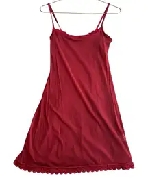 Cosabella L Semi Sheer Lingerie Slip Dress Wine‎ Red Lace Trim Italian Sleepwear