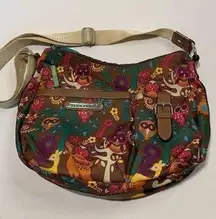 Lily Bloom Patchwork Pattern Shoulder Hobo Crossbody Bag Adjustable Strap 11x14"