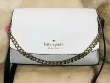 Kate Spade White Saffiano Crossbody Bag • Chain Strap • NWT