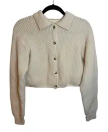 Wilfred Chunky Cream Button Front Merino Wool Boxy Cardigan