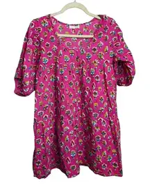 Grace Holiday Pink Blockprint Mini Dress Sz. S