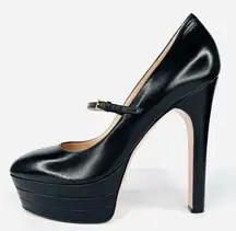 Gucci Plato Malaga Leather Platform Mary Jane Marmont Heel Pumps Size EU 40.5