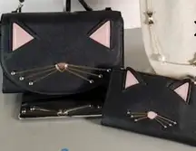 Kate Spade New York Jazz Things Up Black Cat Crossbody Purse Wallet