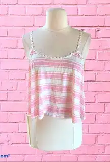 Crop Top Pink Stripe Shirt Womens M Love J New