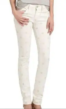 MARC JACOBS LOU SKINNY WHITE TONAL POLKA DOTS STRETCH JEANS 29