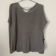 Max Studio Gray Crewneck Knit Pullover Sweater Back Buttons Linen Blend Size L