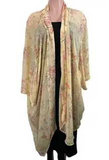 NWT American Eagle AEO Floral Kimono Duster One Size Yellow