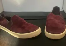 Vince‎ Women's Suede Leather Slip On Sneakers Maroon Casual Shoes