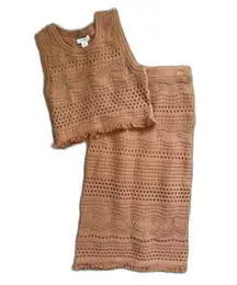 House of Harlow | Tan Two Piece Set Crop Vest & Maxi Skirt Lined Size Small NWT