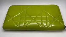 Dior Lady Dior Cannage Patent Leather Zip Around Long Wallet - Preowned