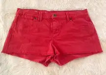 MADEWELL Red Denim Jean Cutoff‎ Low Rise Shorts Distressed Daisy Dukes Size 29
