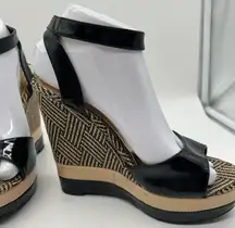 Bamboo Raffia Look Wedge‎ Platform Sandals