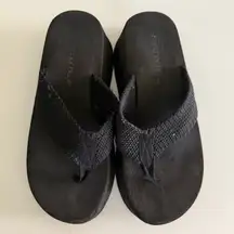 Anchor Blue Y2K Black Chunky Platform Flip Flop/Sandals. Size 8.5