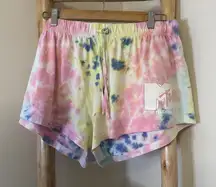 MTV Tie-Dye Lounge Shorts Large Vintage Retro 80's