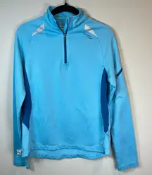Saucony Womens Athletic 1/4 Zip Pullover Shirt Top Blue Running Reflective Small
