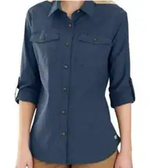 Carhartt Cotton Blue Bozeman Long Sleeve Lightweight Button Up Shirt Women's L
