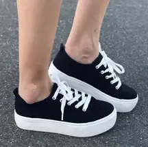 Black Canvas Platform Sneaker