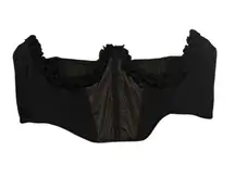 URBAN OUTFITTERS UNDERWIRE SEXY Black Ruffled Satin Front Stretch Bustier Top