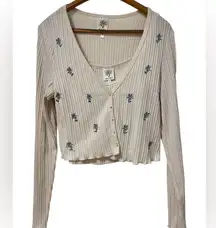 Floral Embroidered Cream Cardigan Self Esteem. Sz Large