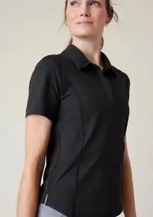 Athleta Black Large Advantage‎ Polo Workout Casual Top Spring 2023