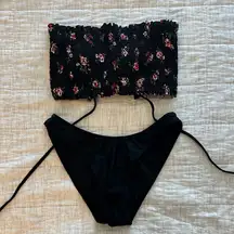 Xhilaration Black Floral Bikini Set