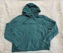 champion cheetah print hoodie size large