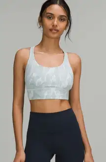 Lululemon Light Gray‎ patterned long line  Sports Bra