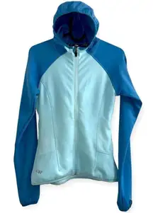 Outdoor Research Full Zip Fleece two tone warm Hoodie blue active thumb hole XS