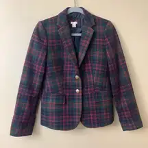 J. Crew Plaid Multicolor Preppy Schoolgirl Formal Button Up Blazer - Jacket