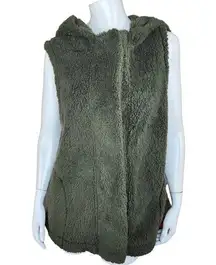 Koolaburra by UGG Brushed Back Sherpa Cozy Vest Olive Night XL Sleeveless Hooded