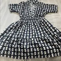 Anthropologie Blue and White Patterned Dress