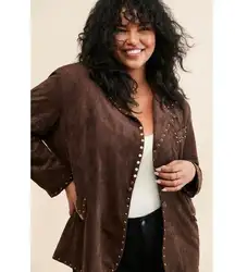 NWOT Blank NYC x Nuuly Studded Vegan Suede Blazer Jacket size 1X