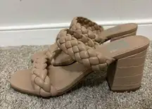 Dolce Vita Women's Braided Square Open Toe Block Heel Tessa Heels Tan Size 7.5