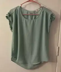 Pink Rose Mint Green Gathered Cap Sleeve Blouse M Boho Classic Fairycore Pastel