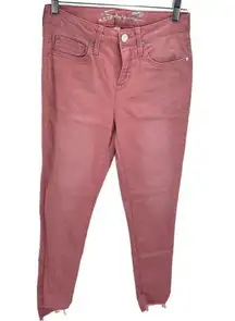 Seven 7 Womens Raw Hem Skinny Jeans Pocket Stretch Mid Rise Pink Size 4