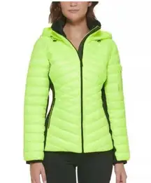Calvin Klein Yellow and Black Puffer Jacket with Quilted Design