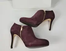 LK Bennett Doris Womens Boots Size 37.5 Purple Suede Stiletto Ankle Booties NEW