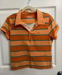 Duck head Vintage 90s 2000s Y2K  orange striped 5 snap  shirt size large.