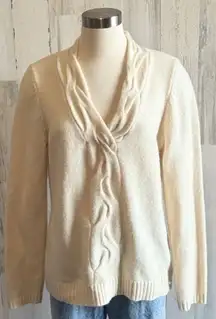 Merino Wool cashmere angora‎ blend Cable Knit Sweater Cozy natural fiber large