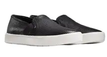 Vince Womens Sneakers Black Leather Slip On Perforated Textured 9 M