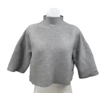 Few Moda Women's Gray Ribbed Knit Turtleneck Short Sleeve Crop Sweater Top Sz M