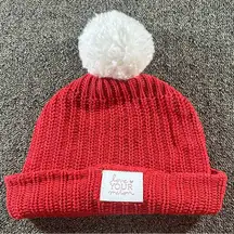 3/$15 Love Your Melon Red‎ with White Pom Beanie Hat